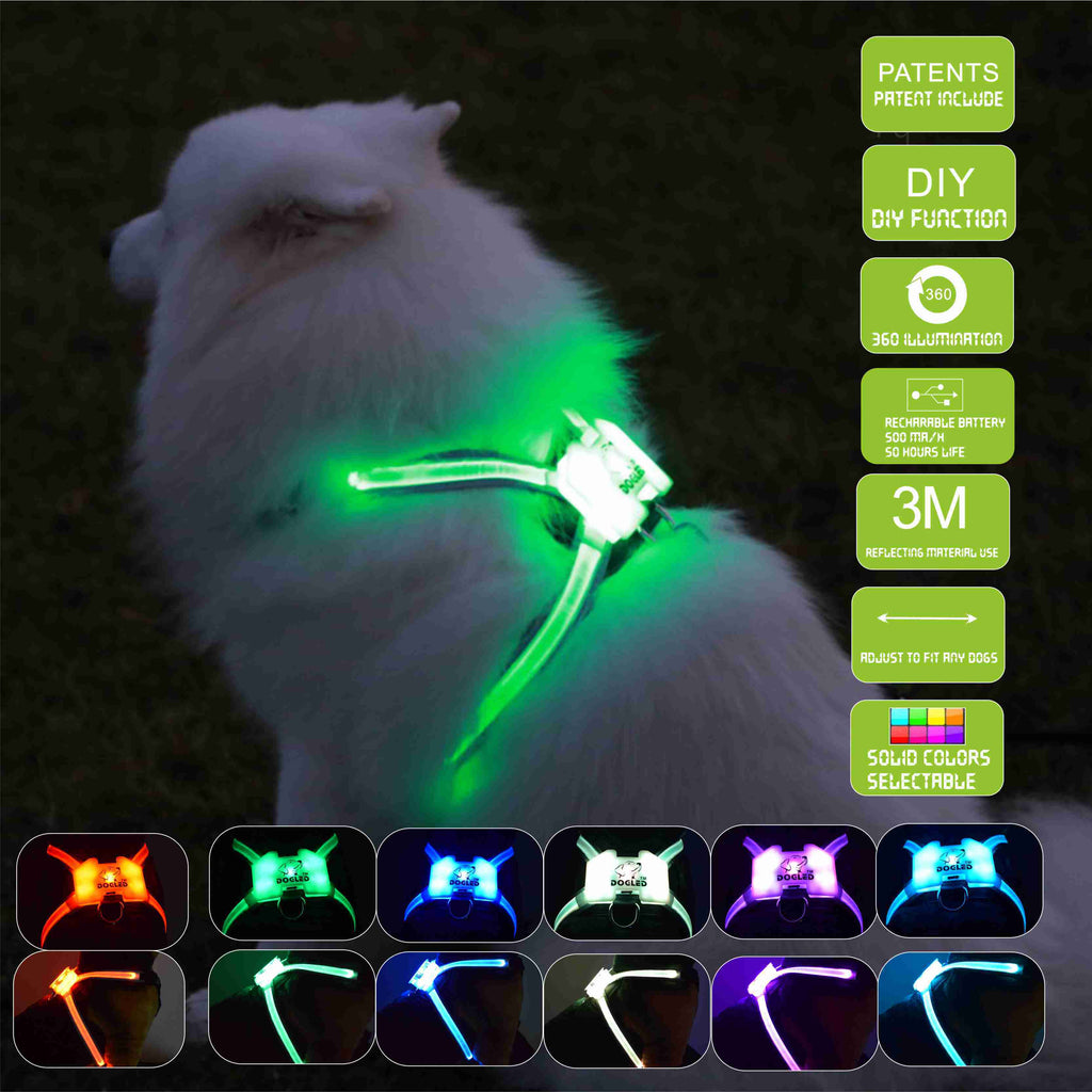 LED-Leuchthalsband für Hunde, USB-aufladbar, Silikon, für Hunde (große, mittlere und kleine Größen).