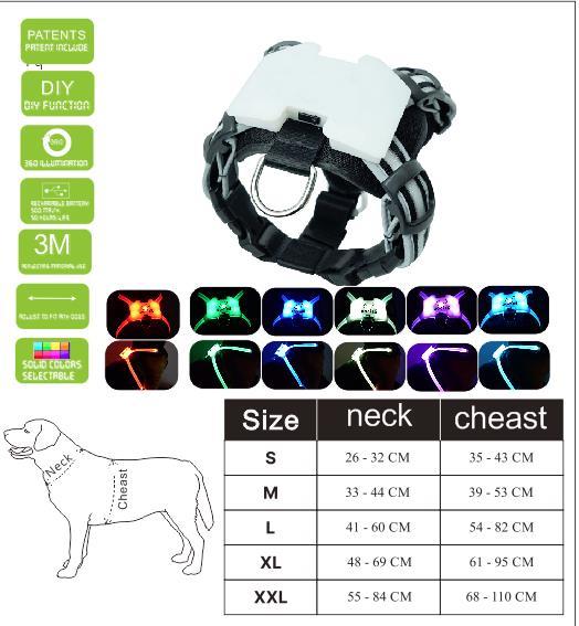 LED-Leuchthalsband für Hunde, USB-aufladbar, Silikon, für Hunde (große, mittlere und kleine Größen).