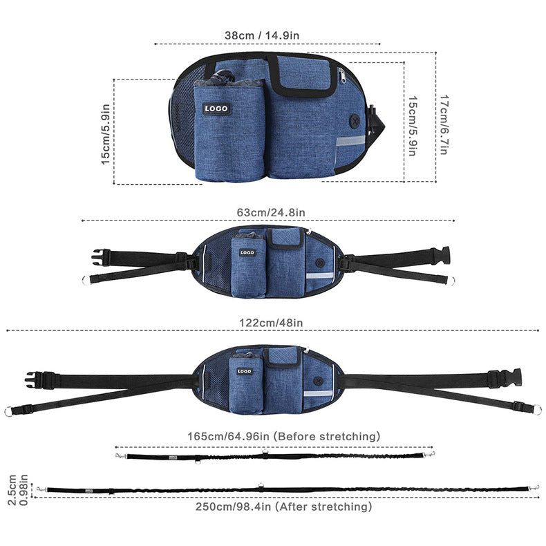 Bolsa de cintura para entrenamiento de perros con manos libres, correa para caminar, bolsas de almacenamiento.