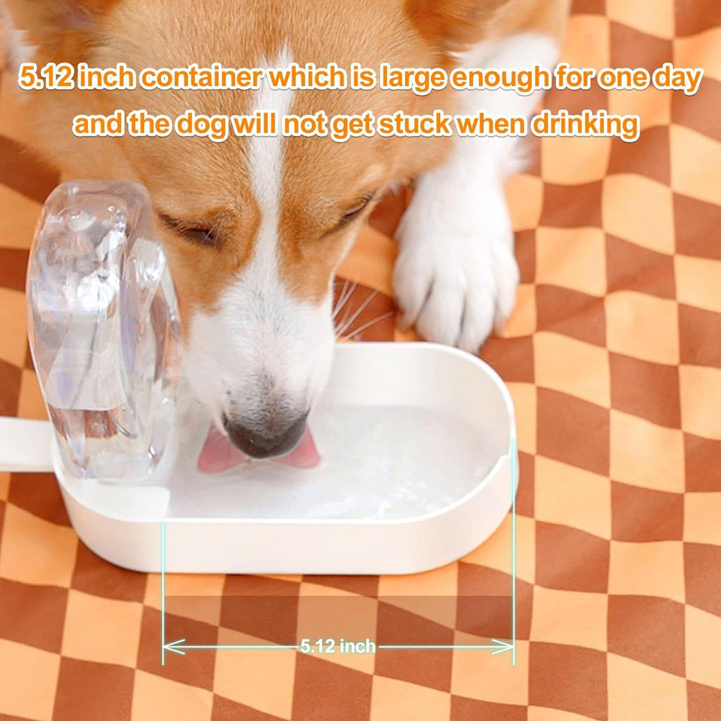 2-in-1 dog water bottle and feeder. Ideal for hiking and travel. Also suitable as a water bowl for cats and other pets.