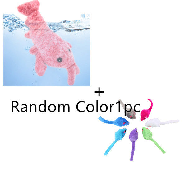 Haustierspielzeug: Elektrische Hüpfgarnele mit USB-Ladefunktion, lustiger Plüschhummer für Katzen.