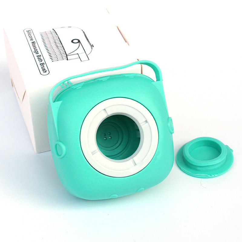 Silicone dog bath massage gloves, brush, pet cleaning tool, comb and brush. Includes shampoo dispenser and canine grooming accessories.