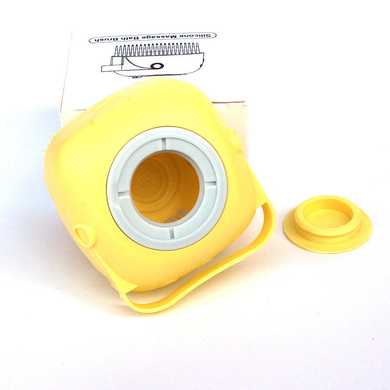 Silicone dog bath massage gloves, brush, pet cleaning tool, comb and brush. Includes shampoo dispenser and canine grooming accessories.