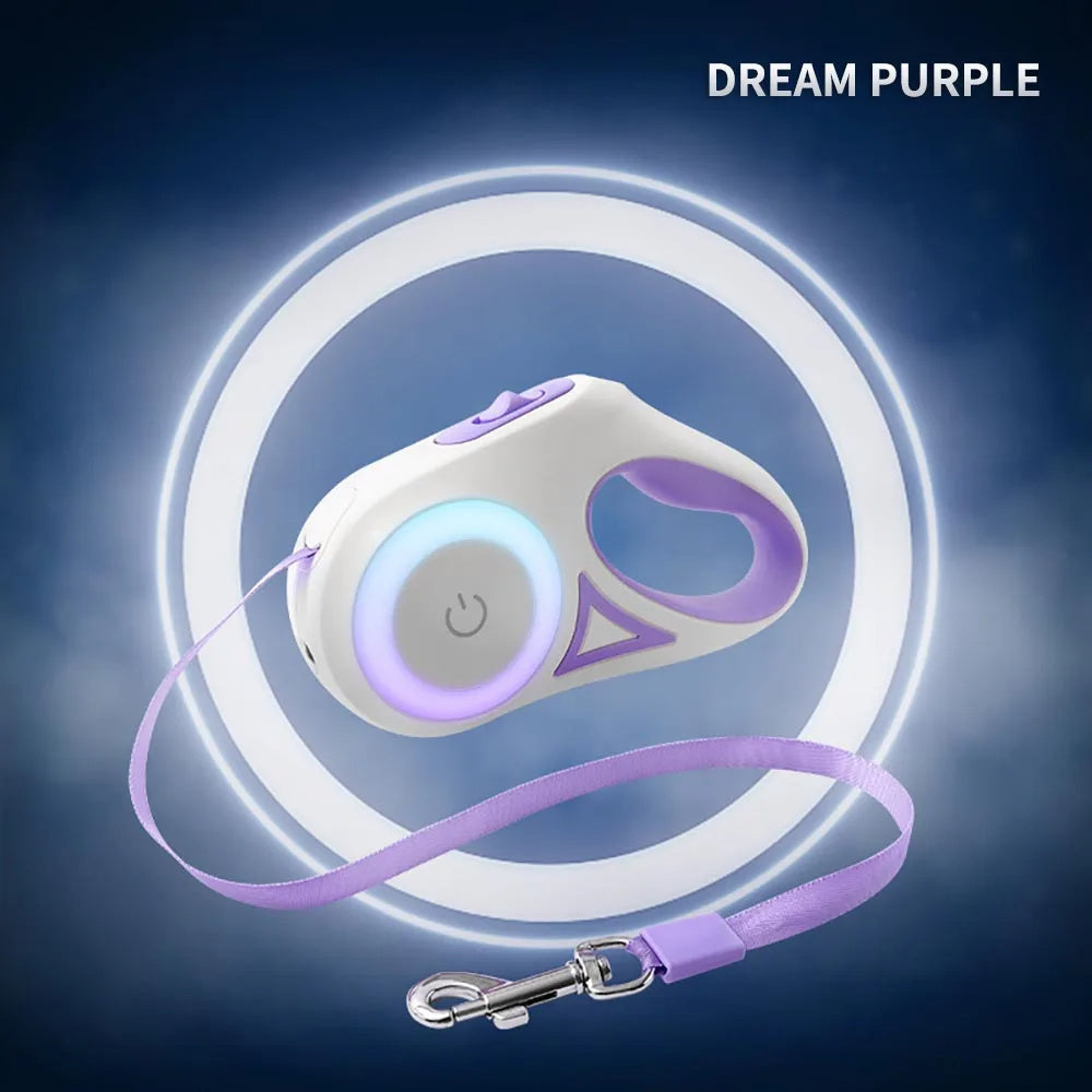 Leichte, einziehbare Hundeleine (3 m und 5 m) mit Zugkordel, robust und ideal zum Spazierengehen und Joggen mit großen Hunden. Auch als automatische Verlängerung für Katzen verwendbar.