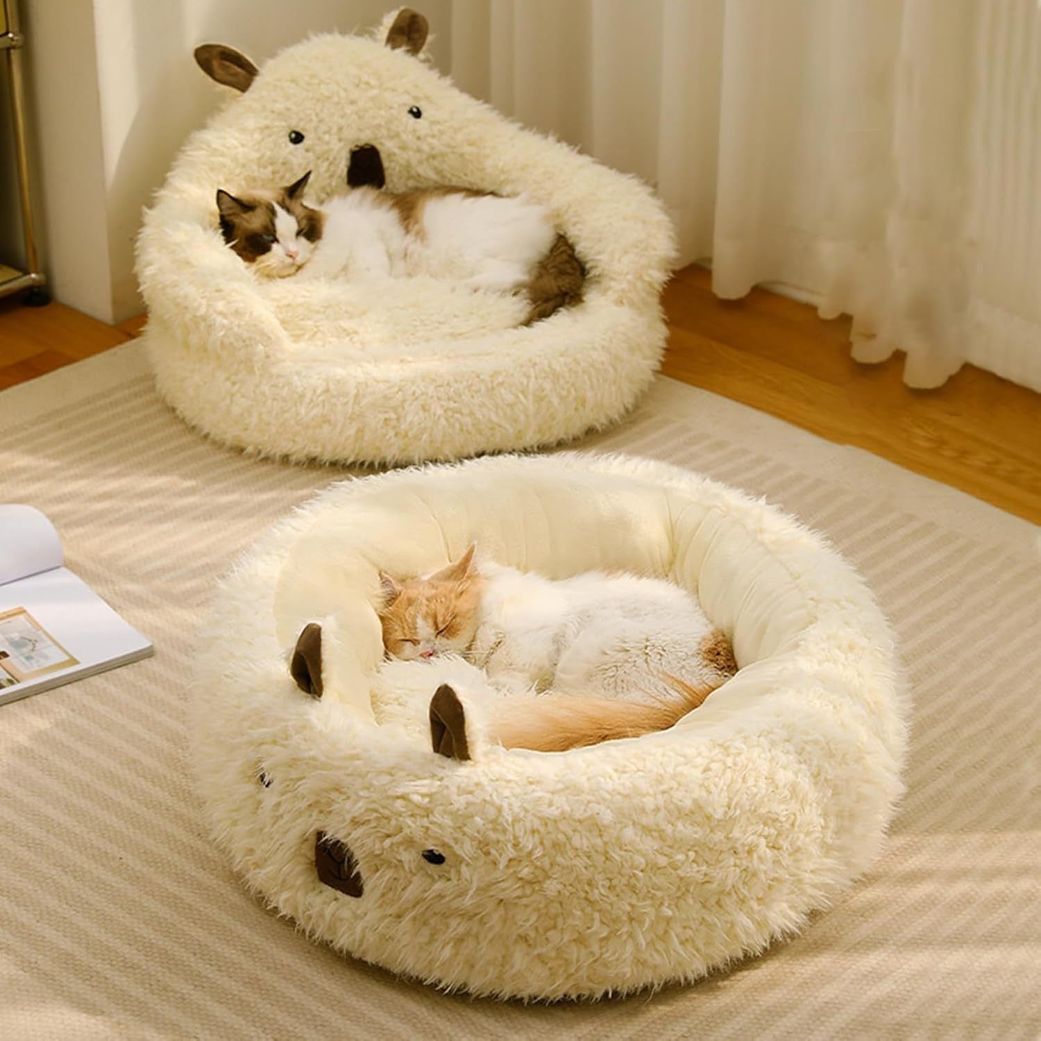 Cama de alpaca cortada para mascotas, ideal para perros y gatos pequeños, medianos y grandes.