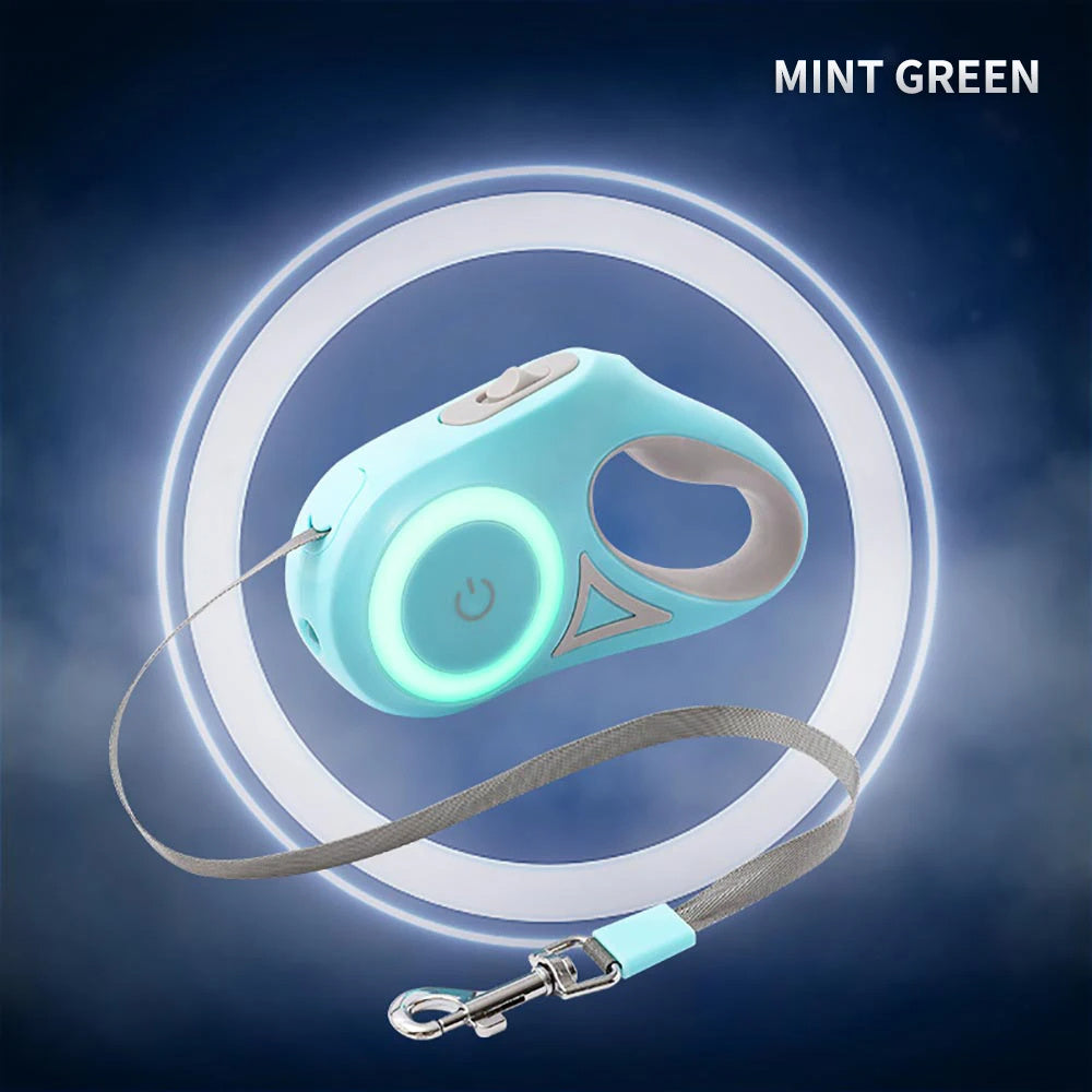 Leichte, einziehbare Hundeleine (3 m und 5 m) mit Zugkordel, robust und ideal zum Spazierengehen und Joggen mit großen Hunden. Auch als automatische Verlängerung für Katzen verwendbar.