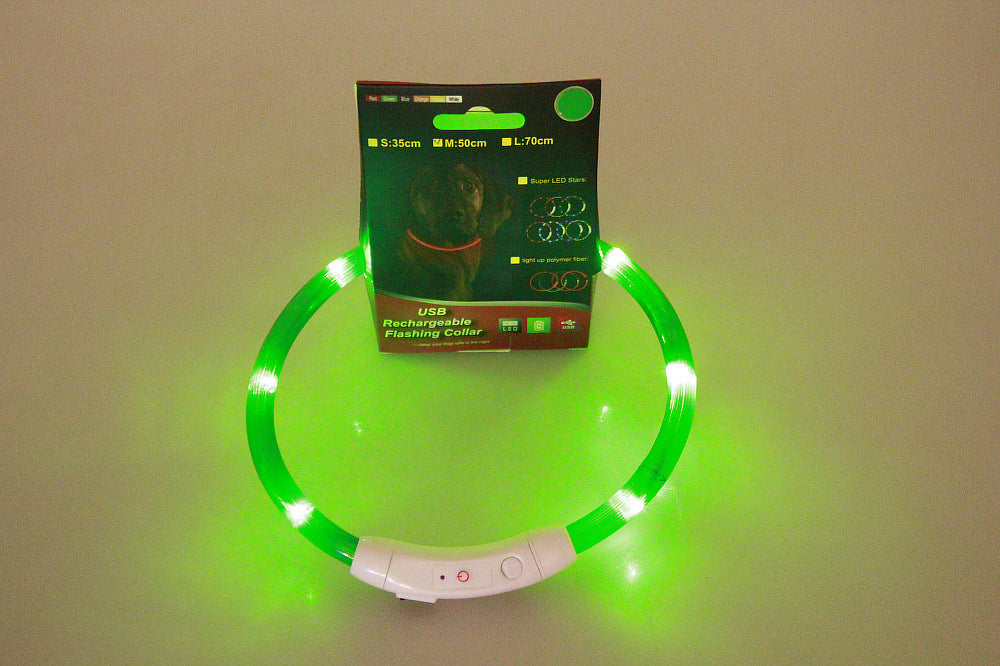 Collar Luminoso USB Recargable para Perros y Gatos – Seguridad Nocturna