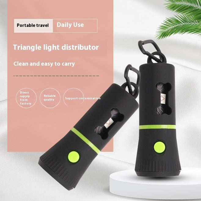 Lámpara triangular, distribuidor de bolsas para excrementos para mascotas