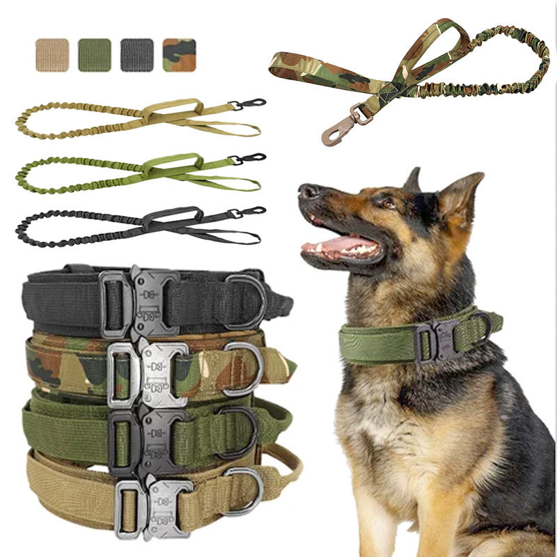 Taktisches Hundehalsband- und Leinen-Set, verstellbares Nylon-Militärhalsband