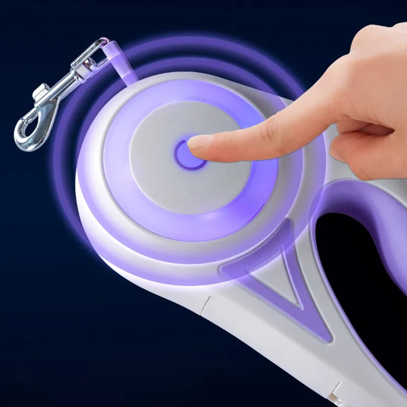 Leichte, einziehbare Hundeleine (3 m und 5 m) mit Zugkordel, robust und ideal zum Spazierengehen und Joggen mit großen Hunden. Auch als automatische Verlängerung für Katzen verwendbar.