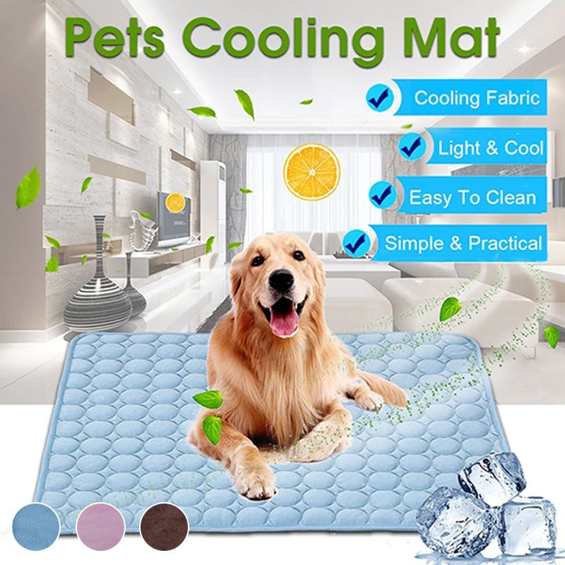 Cooling pet mat, cooling pad for cages, carriers, cars, indoors and outdoors.