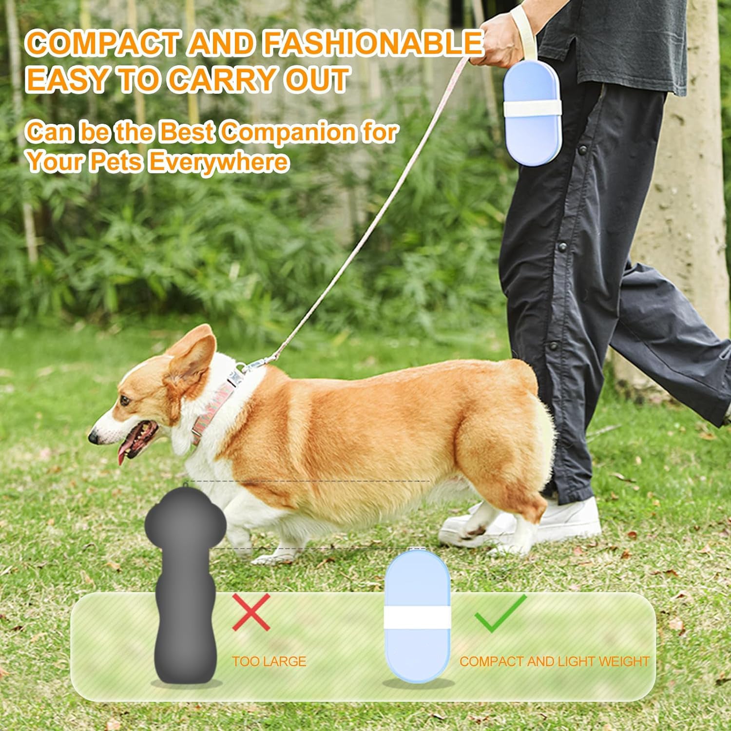 2-in-1-Trinkflasche und Futternapf für Hunde. Ideal für Wanderungen und Reisen. Auch als Wassernapf für Katzen und andere Haustiere geeignet.