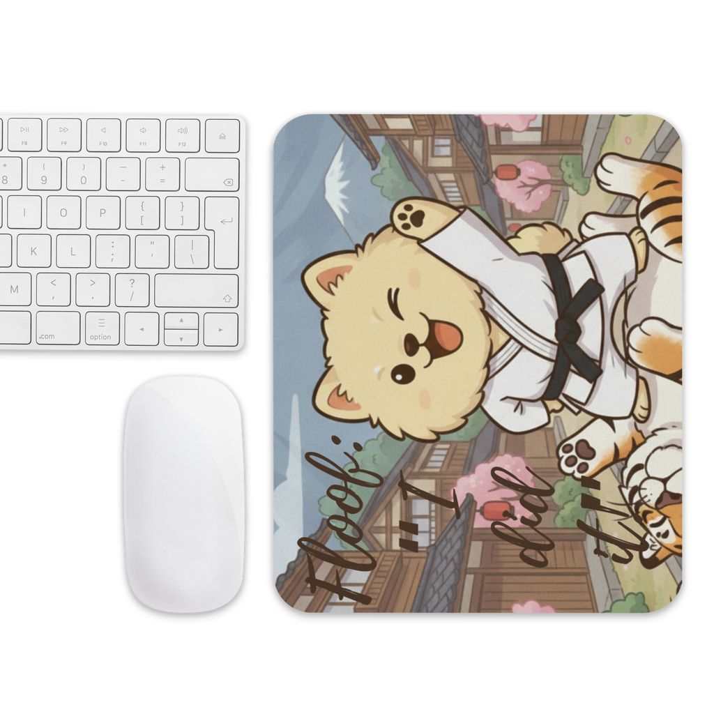 🥋🐶✨ Alfombrilla de ratón – “I Did It!”  Pequeño. Peludo. Victorioso.