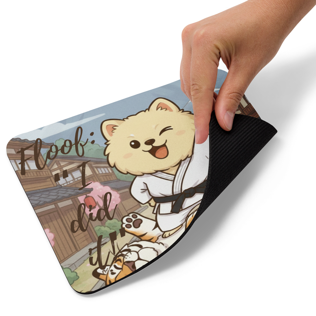 🥋🐶✨ Alfombrilla de ratón – “I Did It!”  Pequeño. Peludo. Victorioso.