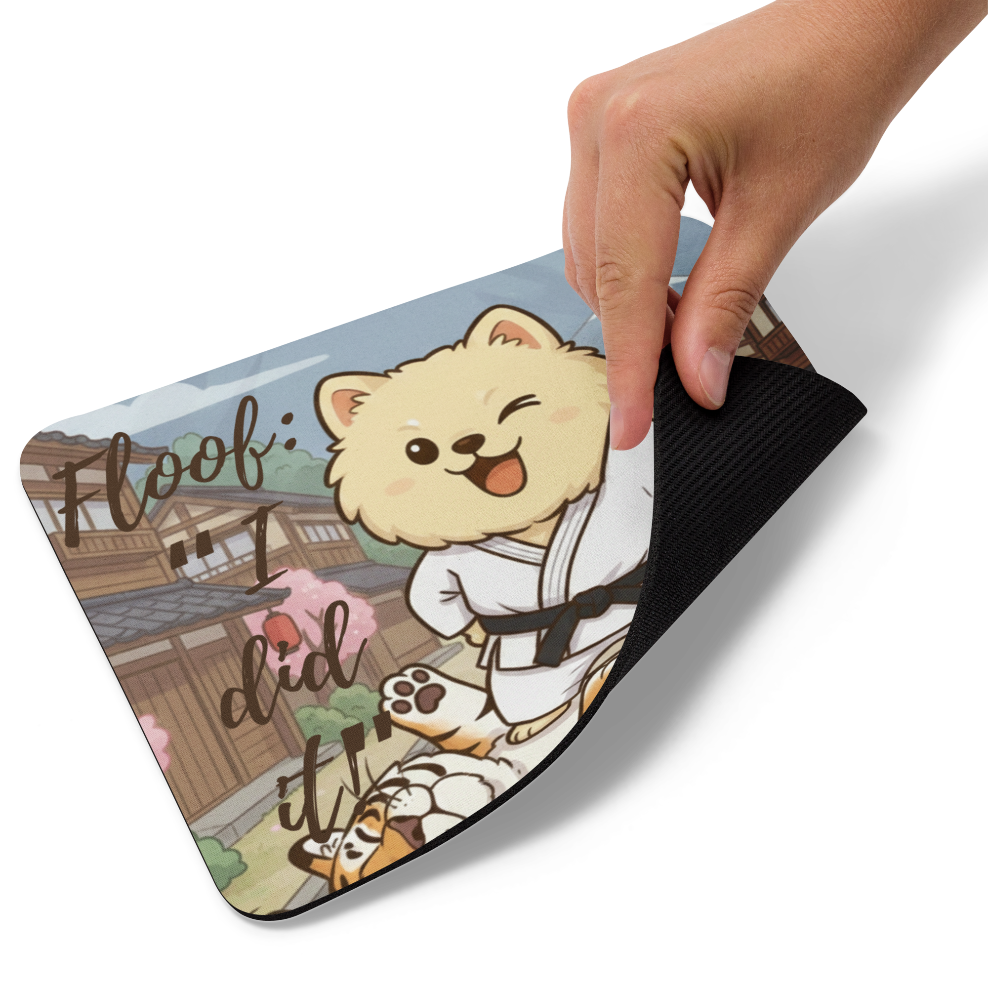 🥋🐶✨ Alfombrilla de ratón – “I Did It!”  Pequeño. Peludo. Victorioso.