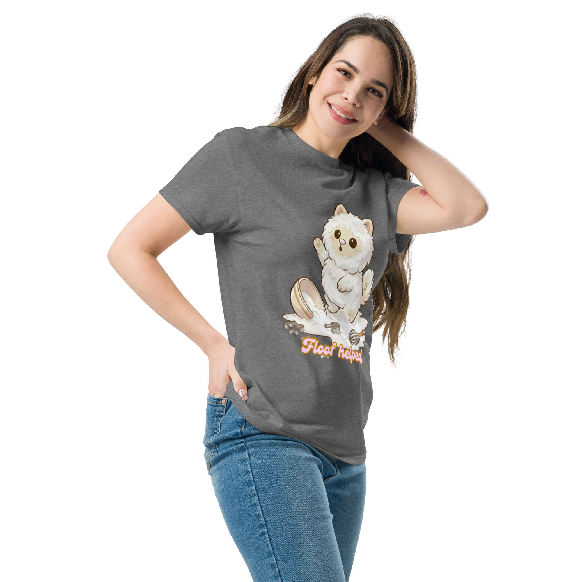 🍰🐶✨ Camiseta unisex – “Floof Helped”  Porque ayudar… ayudó. Más o menos.