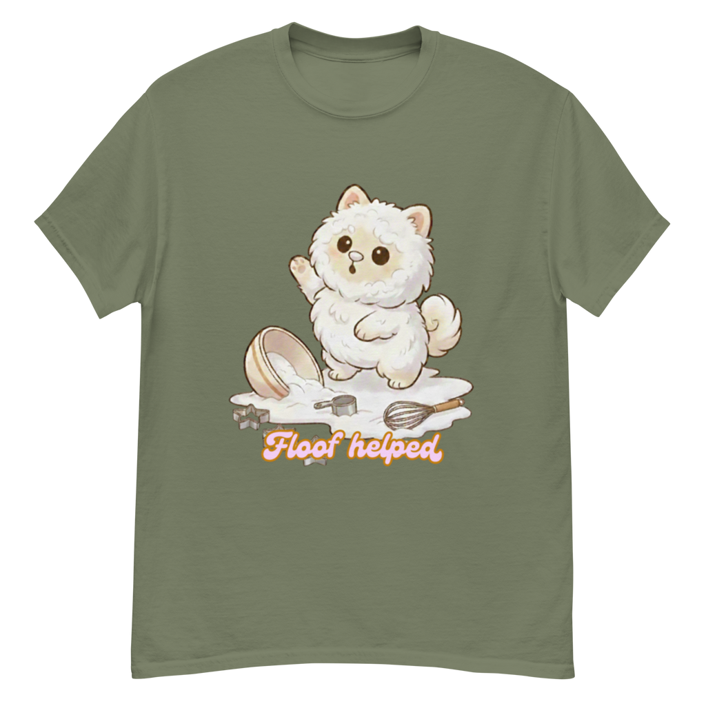 🍰🐶✨ Camiseta unisex – “Floof Helped”  Porque ayudar… ayudó. Más o menos.