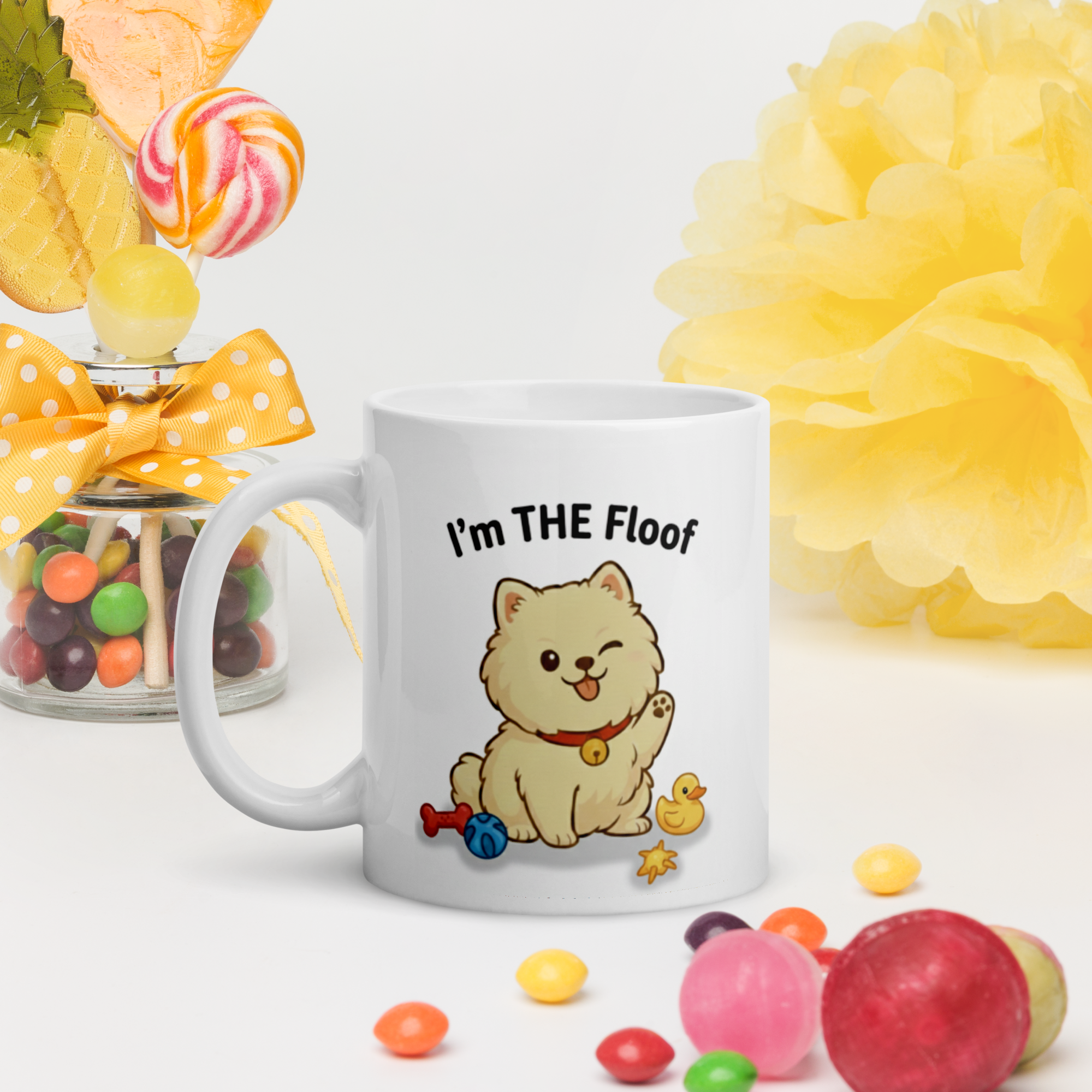 ☕🐶⭐ Taza blanca brillante – “I’m THE Floof”  No es un floof… es EL Floof.